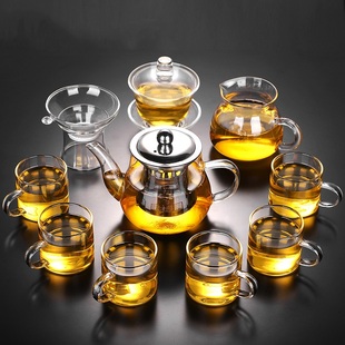 功夫K茶杯办公室泡茶壶小配件 豪峰 透明玻璃茶具套装 家用日式 中式