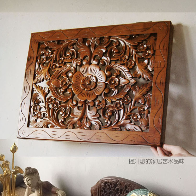 新品实木雕刻电表箱装饰画餐厅配电箱开关电闸遮挡盒泰式中式壁饰