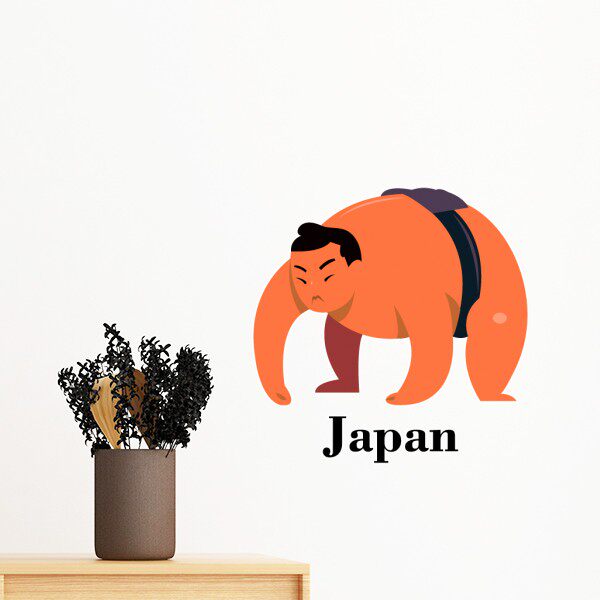 传统日本男子相扑摔跤墙贴纸学校教室背景墙家居装饰画可移除贴画