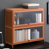 实木书柜带玻璃门简约现代客厅置物架落地家用卧S室储物柜学生书