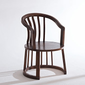 新中式 全实木北欧椅圈椅休闲布艺软座椅简约现代茶U台书房阳台椅