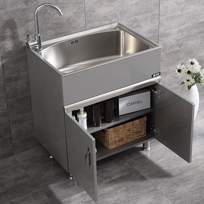 不锈钢80cm阳台水槽柜洗菜柜组合g小户型洗衣池家用 洗衣柜浴