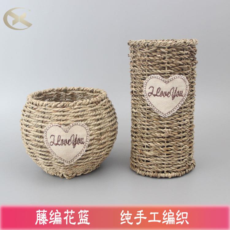 毛线手工编织工艺品花瓶摆件客厅插花盆满天星干花草