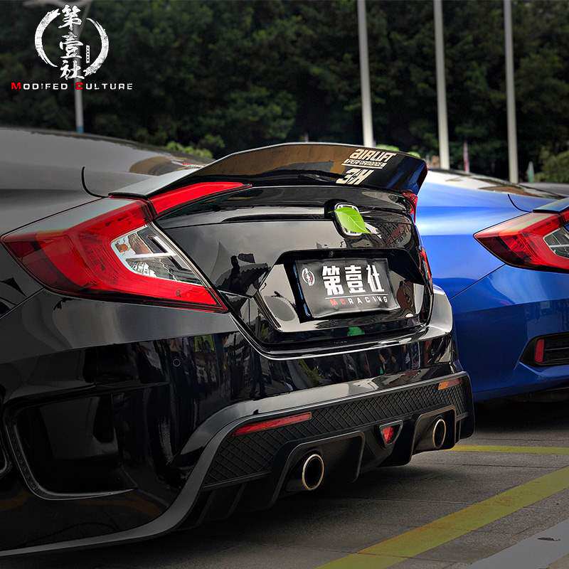 思域改装适用于十代免跑车飞机翼鸭尾1h9新思域尾翼vx款大压尾