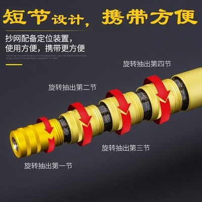 高碳素鲟鱼大物抄网杆 2.1/8.z7/3/4/5/6/2米伸缩捞超硬抄网竿