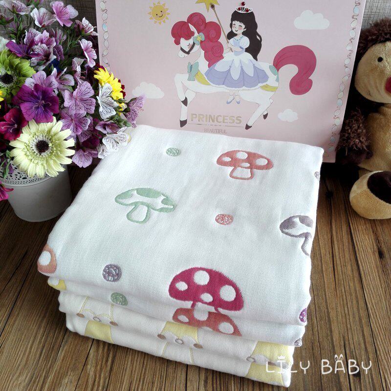 纯棉三四六层纱布蘑菇小被u子宝宝空调被新生儿抱被婴儿夏凉被盖