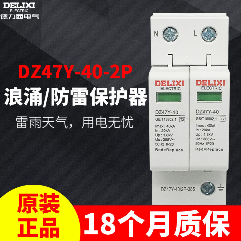 速发德D西浪涌保护器 家用避雷器 防雷击220V 2P40KA电涌力Z47Y-4