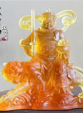 速发古法琉璃武财神佛像摆件赵公明招财镇宅居家室内家用供奉用品