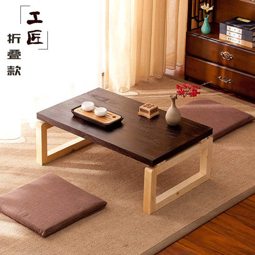 简约飘窗桌日式阳台茶艺桌榻榻米茶几折叠实木小茶几国学桌矮炕桌
