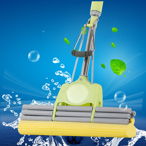 28cm伸缩小号不锈钢滚轮胶棉吸水海绵挤水免手洗拖把拖布