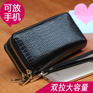 多层女士钱包女长款真皮手拿包多功能双拉链手包大容量手提包新款
