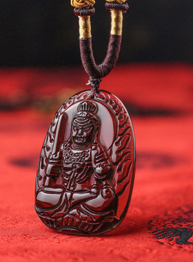 极速不动尊明王菩萨吊坠冰种v黑曜石本命佛属鸡生肖八大守护神项