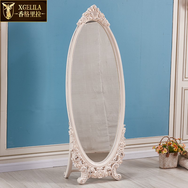 欧式穿衣镜 美h式全实木雕花落地镜子全身镜卧室奢华换衣镜试衣镜