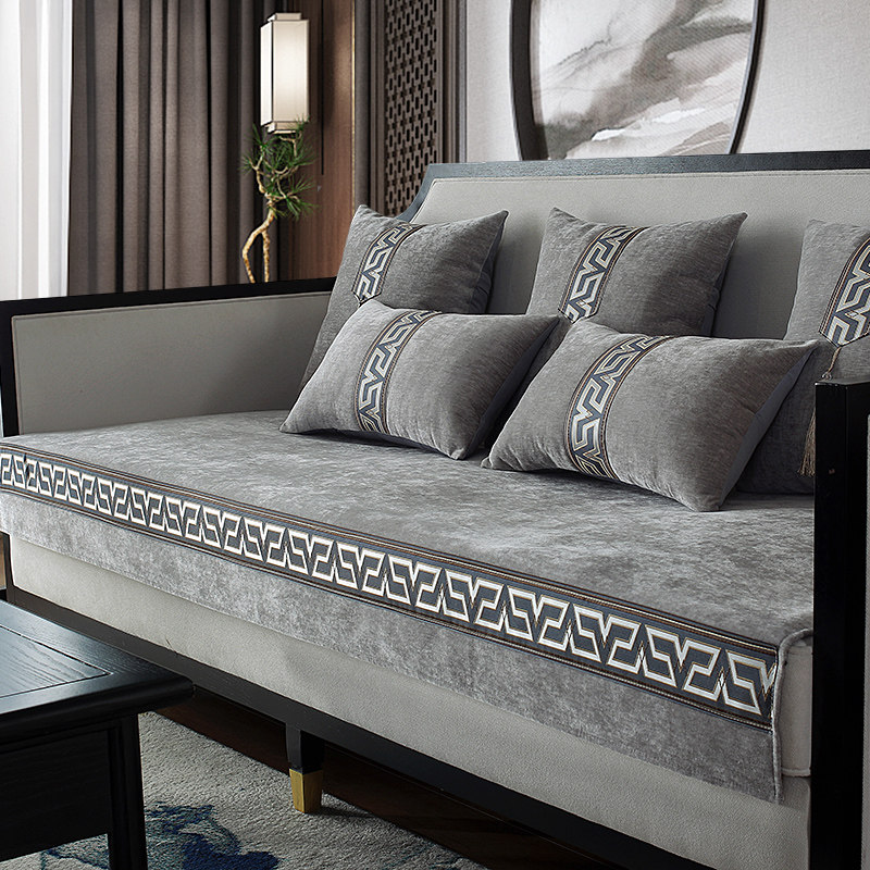 新中式四季通用防滑简约现代红木实木沙发垫套罩巾扶手靠背垫盖布