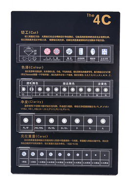 钻石4C展示牌珠宝4c牌黑色光面4C牌裸钻4C牌分级讲解牌亚克力4C板