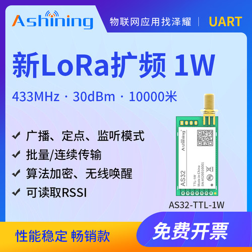 泽耀科技LoRa模块433无线串口收发大功率远距离10000米SX1278稳定