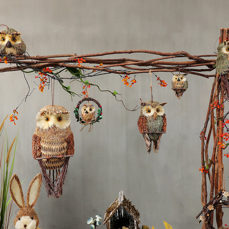 猫头鹰幼儿园空中吊饰环创微景观环境布置材料挂件装饰森系挂饰