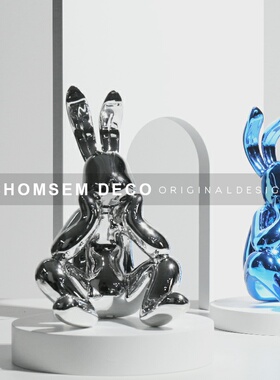 简约现代轻奢创意电镀树脂兔子软装饰品摆件样Q板房间展厅桌面摆