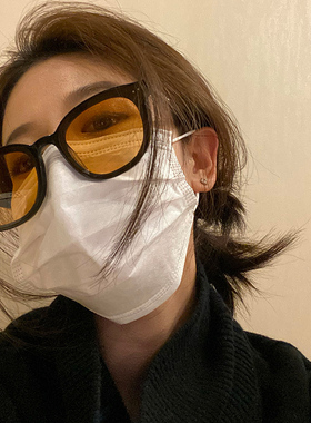 速发复古橘黄色墨拍男版款镜照时尚透明夜视太镜韩潮