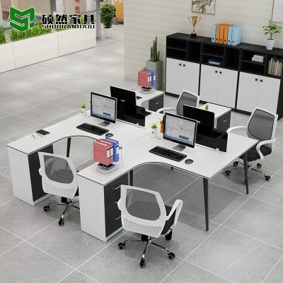 極速L型辦公桌雙人位轉(zhuǎn)角員工桌2 H6人屏風(fēng)卡座公司職員桌簡約