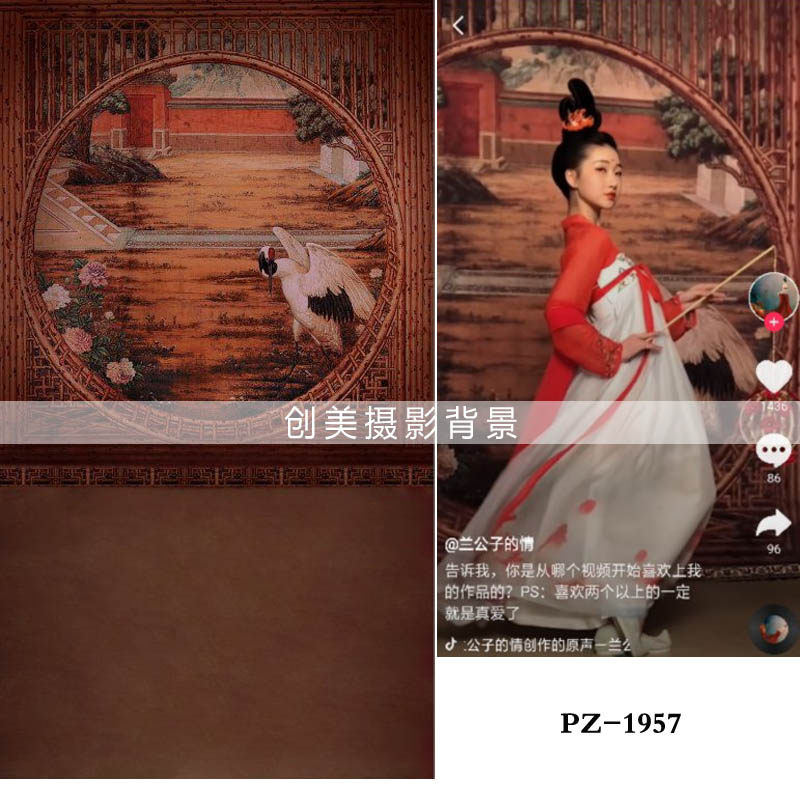 速发布楼影婚结背景艺术PP纸背景古风布室内pz-157