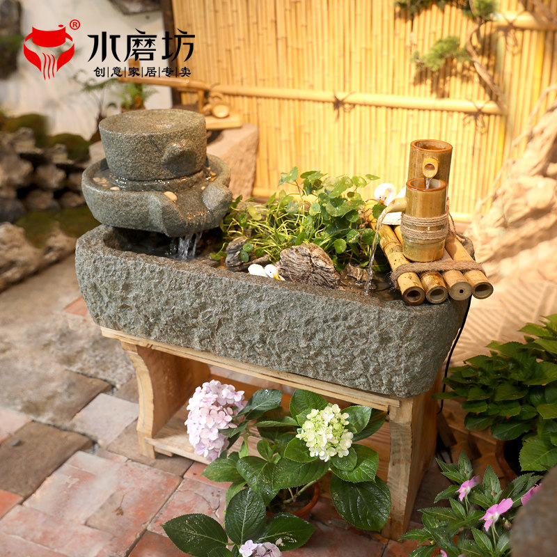 速发庭院假山鱼池造景喷泉台流水鱼缸观景民宿禅意招财装饰水池摆
