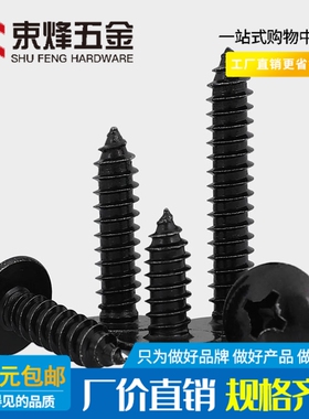 速发M4M5M6黑色大4不锈钢蘑菇头0扁头自攻螺钉环保黑锌尖尾自攻钉