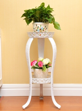 矮花架子小单层凳子式铁艺客厅绿萝阳台欧式单个白色放落地的花盆