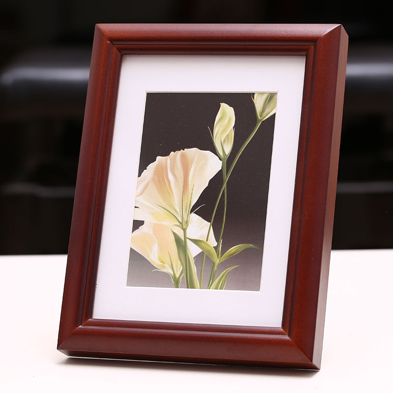 高档红木色加厚实木相框 p玻璃画框创意挂墙桌摆台相架7 8 1012 A