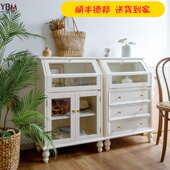日式 小型餐边柜抽屉储物柜厨房卧室收纳柜茶水柜玻璃陈列展示柜