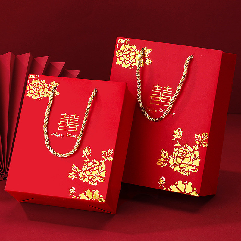 速发手提袋袋盒婚庆盒子礼结装伴手礼品袋大号纸袋包装盒