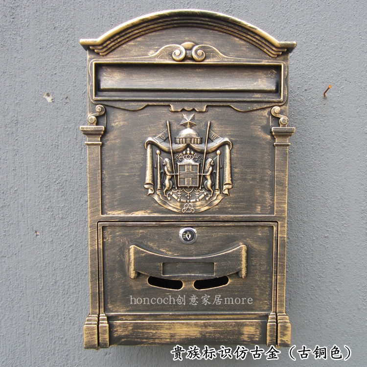 欧式信箱室外家用别墅挂墙创意报箱带锁复古邮箱防雨摆件邮筒