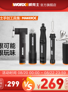 威克士MakerX小型充电角磨锂电打磨抛光切割雕刻机多功.能工具套