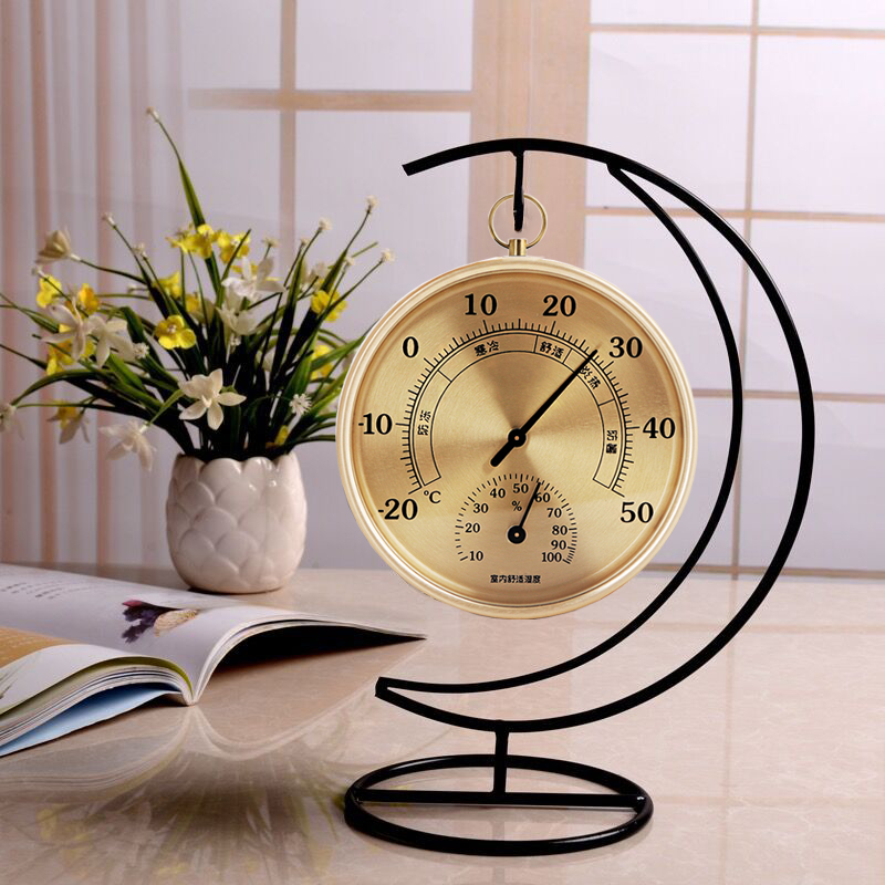 婴儿房温度计家用室内台式高精度精D准客厅干湿度表创意和机械摆