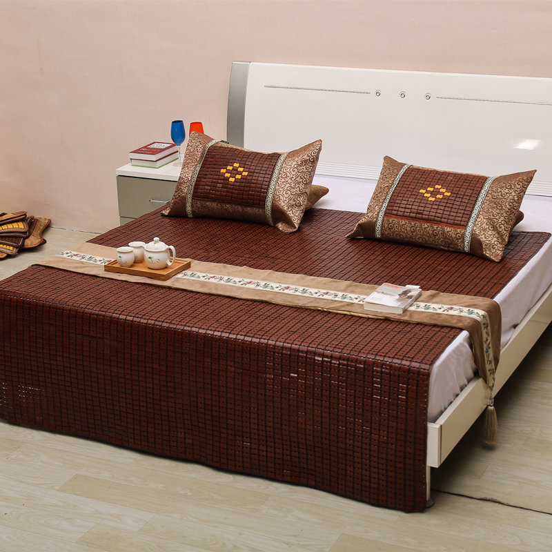 夏季麻将凉席1.8m折叠双人床1.z5米1.2米竹席麻将凉席学生单人席