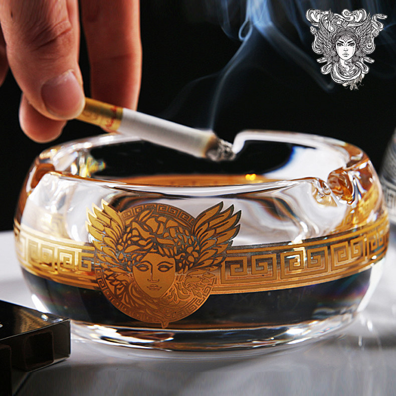 欧式创意水晶玻璃烟灰缸家用大小号烟碟个性Q客厅办公室雪茄烟缸