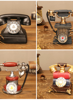 复古老式电话机座机模型小摆w件客厅办公室桌面家居装饰品拍照道