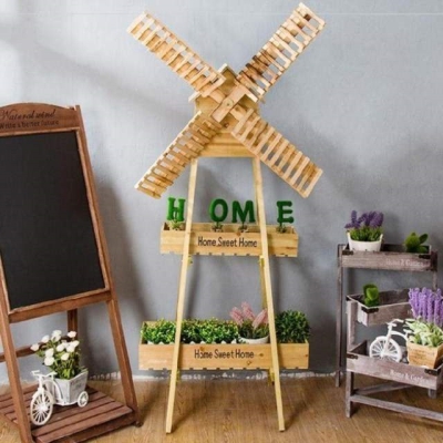 极速转角新品仿古花卉经济型新中式花架置物架客厅欧式木质架家摆