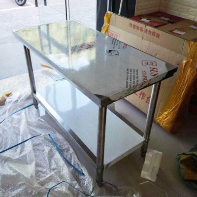 极速不锈钢厨房工作台案台双层酒店餐厅和面置物架1.5米切菜生产