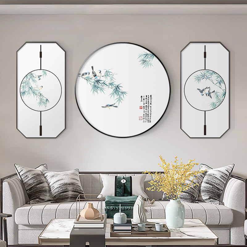 好货客厅装饰画新中式沙发背景墙挂画日式和风禅意茶室三联中国风