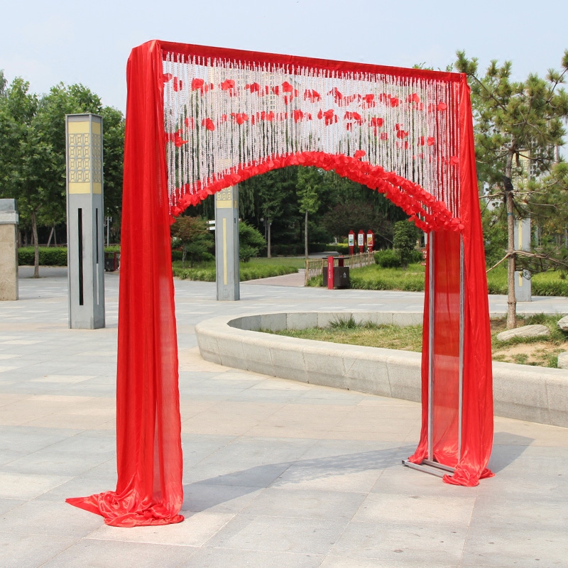 包邮新款婚庆拱门花门 珠帘拱门花架 开业庆典绢花拱门幸福门道具