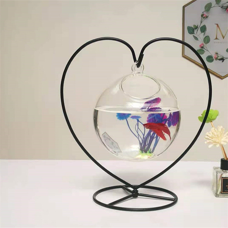 小鱼缸桌面玻璃造景迷你客厅摆件办公室创意透明小型宿舍斗鱼鱼缸