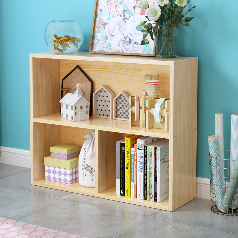 儿童两层松木书柜实木自由组合书柜书架玩具柜置物柜格子小柜