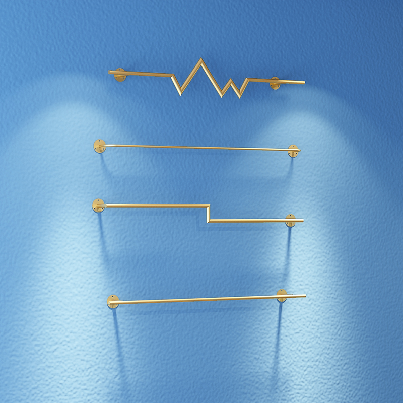 简约金色服装店壁挂杆上墙展示架正挂杆男女装挂衣服打版出样横杆