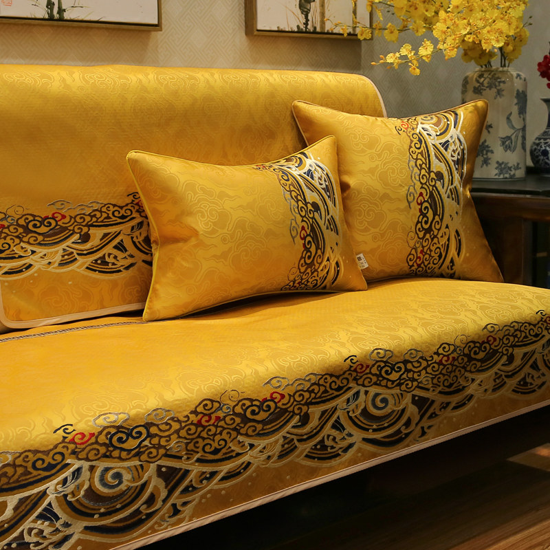 中式沙发垫盖布高档实木沙发套罩巾靠背巾L全包盖布艺坐垫夏季定