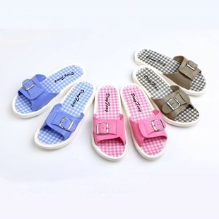 夏白底女士拖鞋调节搭扣皮带扣产后孕妇防滑PVC塑胶平底一字凉拖