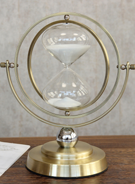 欧式合金玻璃古铜色沙漏摆件 现代轻奢客厅玄关酒柜装饰工艺品
