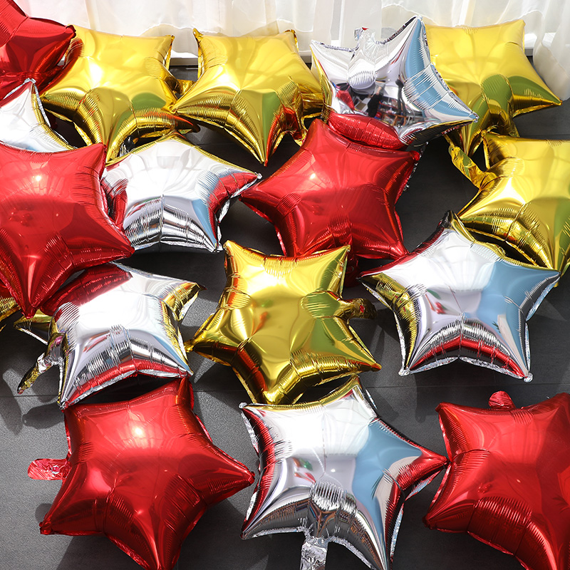 18寸爱心五角星气球生日铝膜心形气球婚礼结婚房庆典活动装饰布置