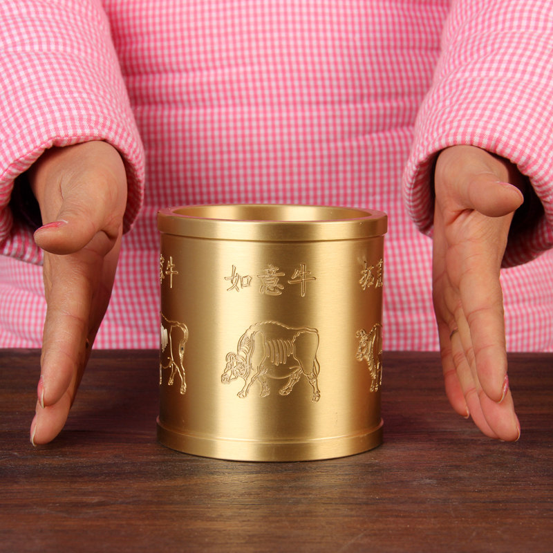 铜五牛图笔筒摆件 铜笔筒摆件 实心铜笔筒摆件,家居饰品,装饰摆件,淘宝优惠券,粉丝福利购,淘宝优惠卷