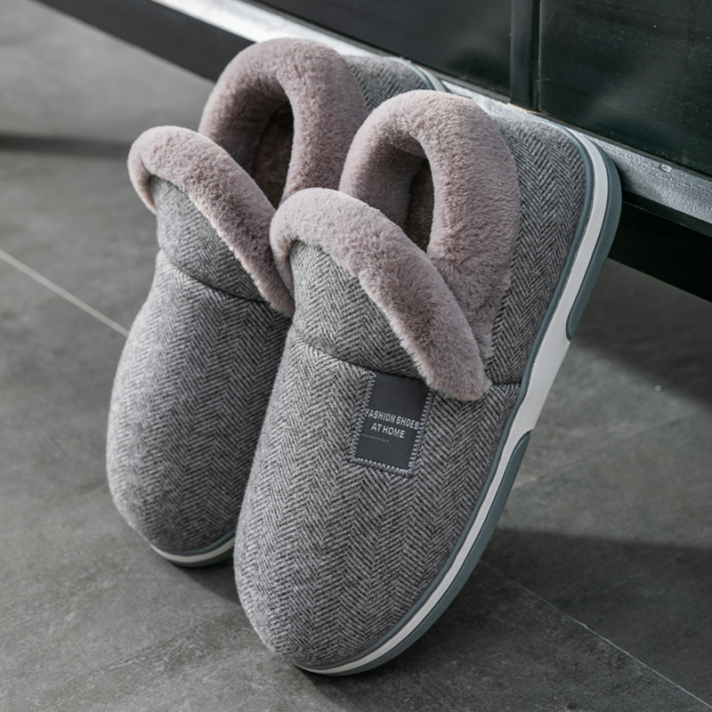 带后跟棉拖鞋男保暖家用室内厚底大码防滑室外穿棉鞋女秋冬包脚跟